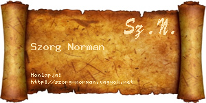 Szorg Norman névjegykártya